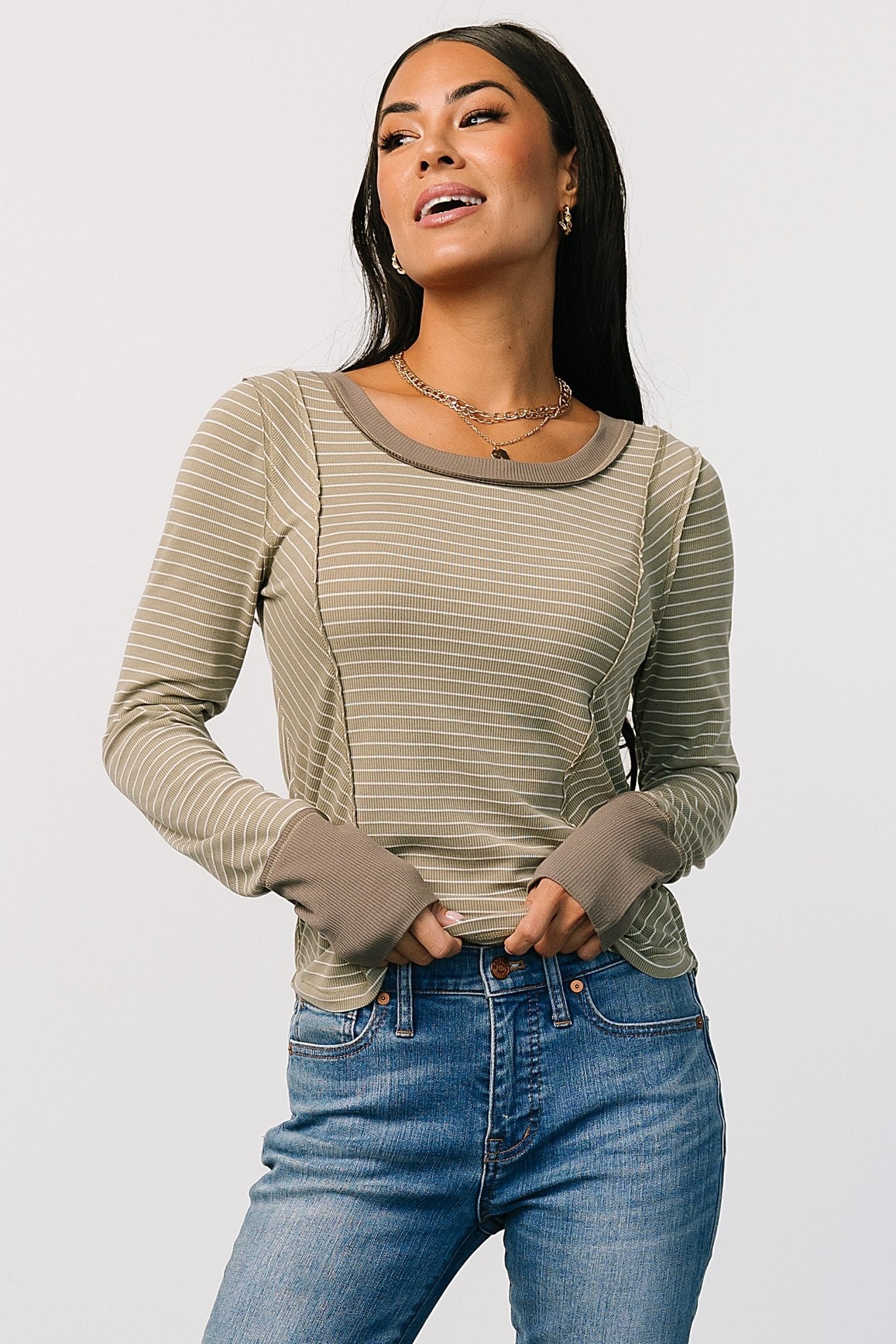 Ashford Striped Top | Olive
