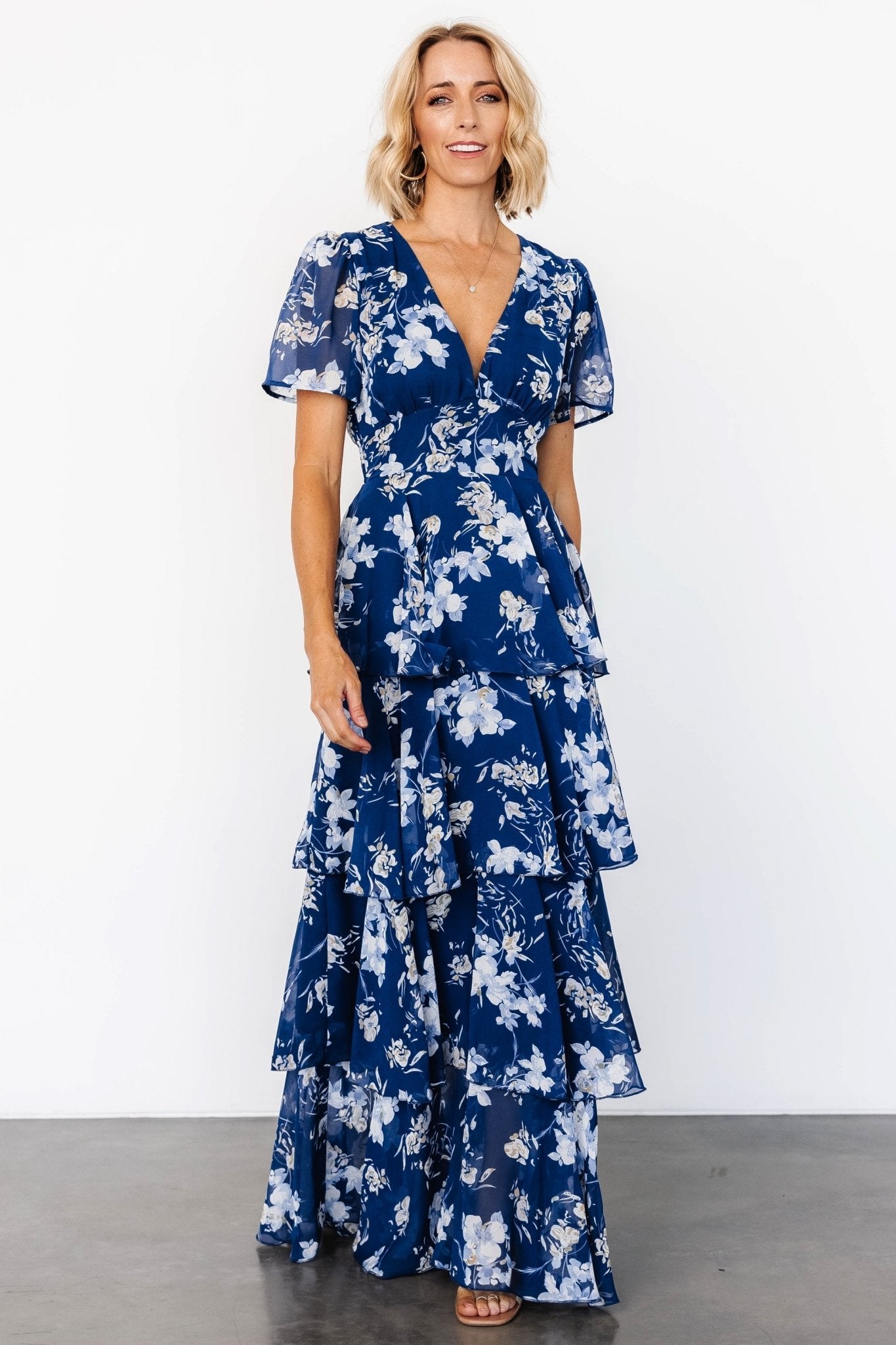 Montaigne Ruffle Maxi Dress | Navy + Blue Floral